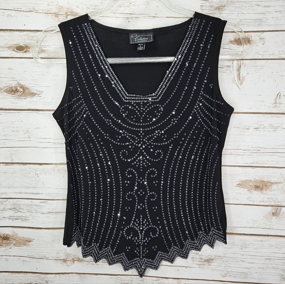 Dressbarn Collection Shiny Beaded Tank Top Size Small - Picture 1 of 8